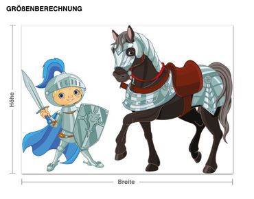 Sticker mural - Knight with his Horse