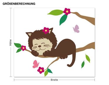 Sticker mural - Sleeping Kitten On Tree