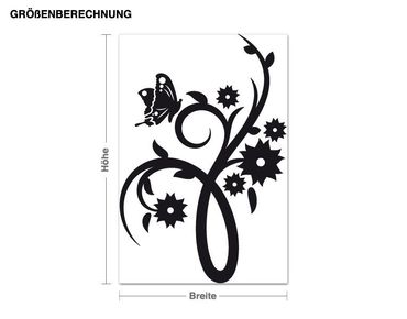Sticker mural - Beautiful Blossom Tendril with Butterfly