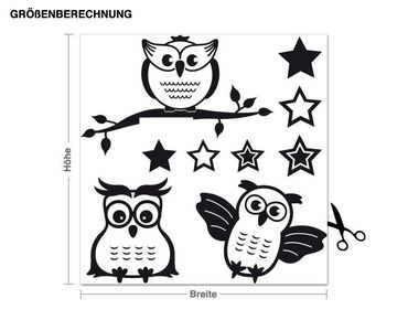 Sticker mural - Owls set with stars