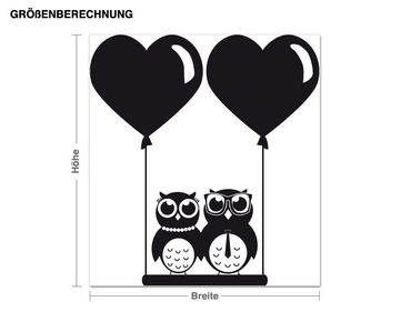 Sticker mural - Owls couple happily in love