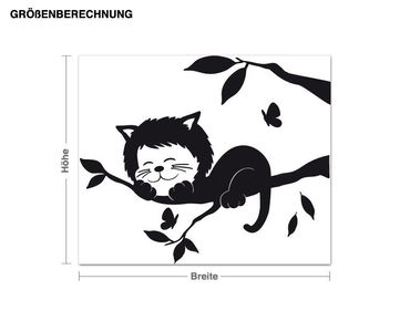 Sticker mural - Sleeping kitten on tree