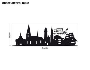 Sticker mural - Skyline of Kiel with lettering