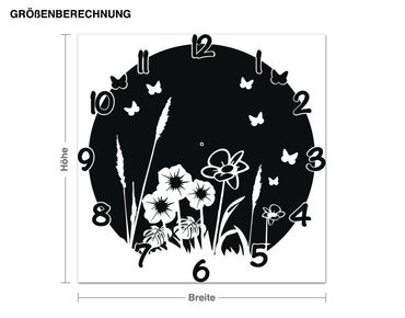 Sticker mural horloge - Flower Meadow Clock
