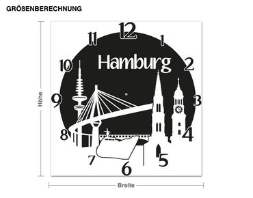 Sticker mural horloge - Hamburg clock