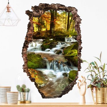 Sticker mural - Waterfall Forest In The Fall