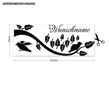 Sticker mural texte personnalisé - Branch With Birds With Customised Name