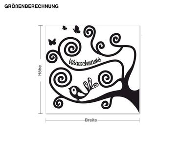 Sticker mural texte personnalisé - Swirly Branch with Customised Name