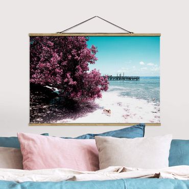 Tableau en tissu avec porte-affiche - Paradise Beach Isla Mujeres
