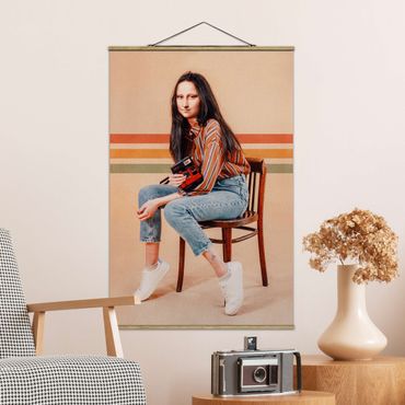 Tableau en tissu avec porte-affiche - Retro Mona Lisa