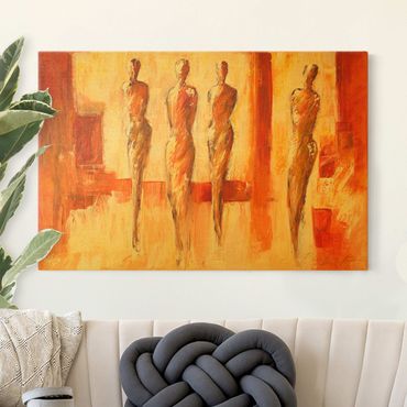 Tableau sur toile or - Four Figures In Orange