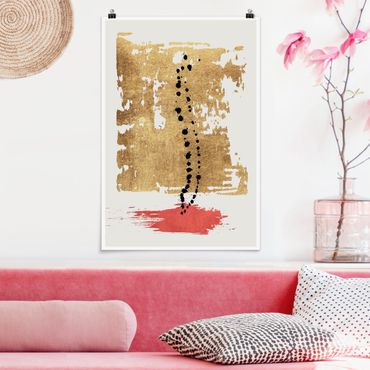 Poster - Abstract Shapes - Gold And Pink