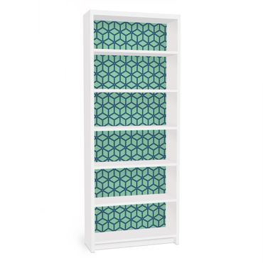 Papier adhésif pour meuble IKEA - Billy bibliothèque - Cube pattern Green