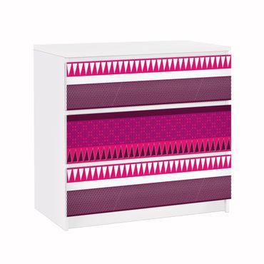 Papier adhésif pour meuble IKEA - Malm commode 3x tiroirs - Pink Ethnomix