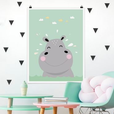Poster chambre enfant - The Happiest Hippo
