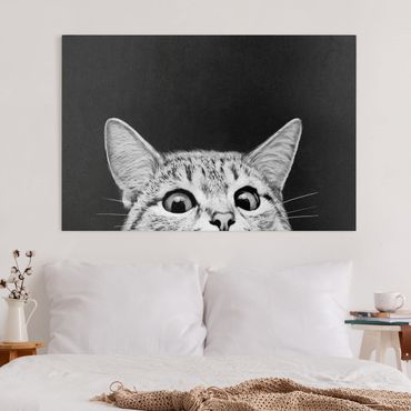 Tableau sur toile - Illustration Cat Black And White Drawing