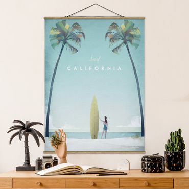 Tableau en tissu avec porte-affiche - Travel Poster - California