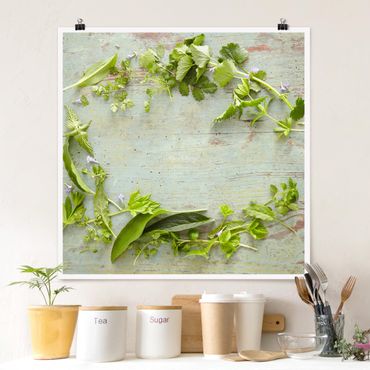 Poster - Wild Herbs On Wood