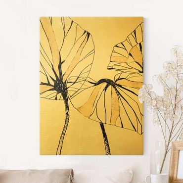Tableau sur toile or - Topical Leaves With Gold II
