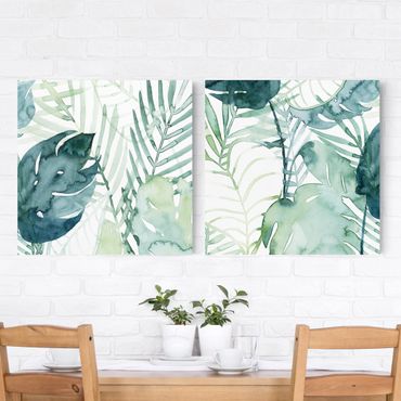 Impression sur toile - Palm Fronds In Water Color Set I