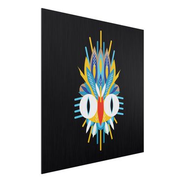 Impression sur aluminium - Collage Ethno Mask - Bird Feathers