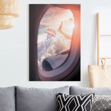 Impression sur toile - Plane With Jellyfish