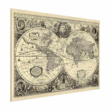 Tableau magnétique - Vintage World Map Antique Illustration