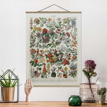 Tableau en tissu avec porte-affiche - Vintage Board Flowers II