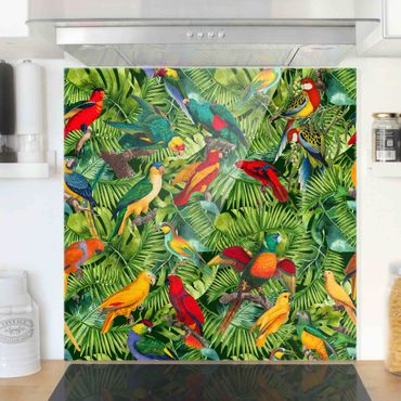 Fonds de hotte - Colourful Collage - Parrots In The Jungle