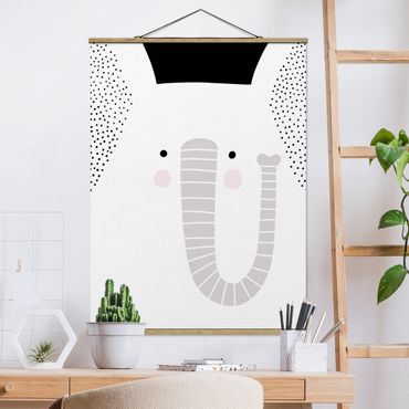 Tableau en tissu avec porte-affiche - Zoo With Patterns - Elephant