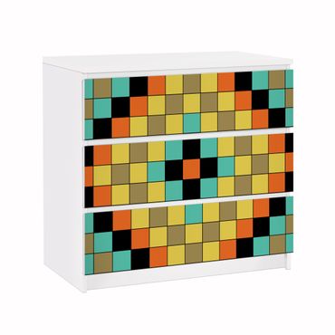 Papier adhésif pour meuble IKEA - Malm commode 3x tiroirs - Colourful Mosaic