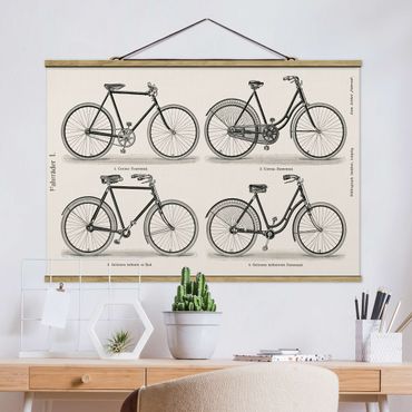 Tableau en tissu avec porte-affiche - Vintage Poster Bicycles