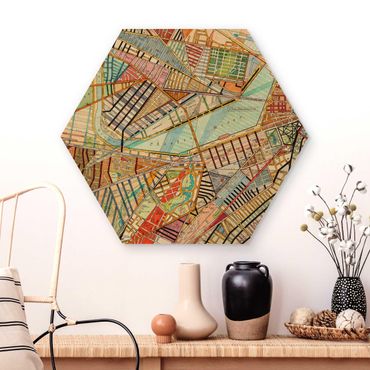 Hexagone en bois - Modern Map Of Boston