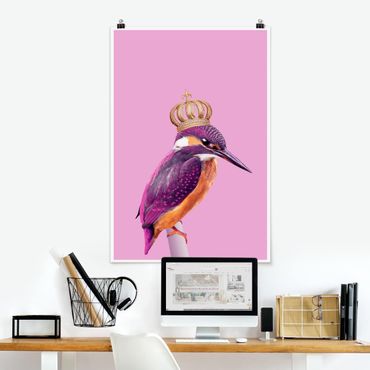 Poster reproduction - Pink Kingfisher With Crown