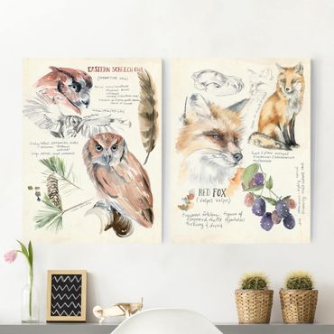 Impression sur toile - Wilderness Journal Owl And Fox Set I