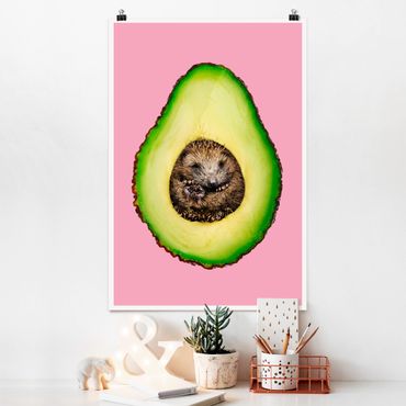 Poster animaux - Avocado With Hedgehog