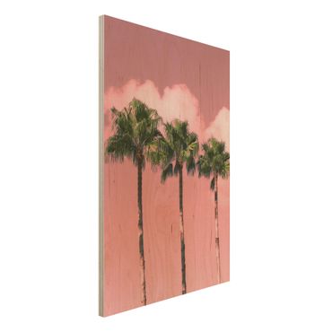 Impression sur bois - Palm Trees Against Sky Pink