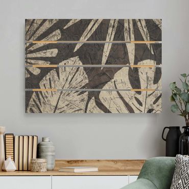 Impression sur bois - Palm Leaves Dark Grey Backdrop