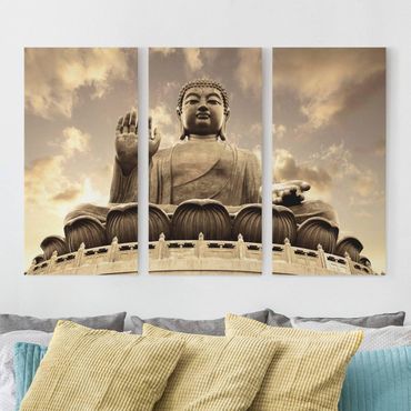 Impression sur toile 3 parties - Big Buddha Sepia