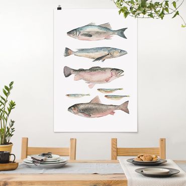 Poster cuisine - Seven Fish In Watercolour I