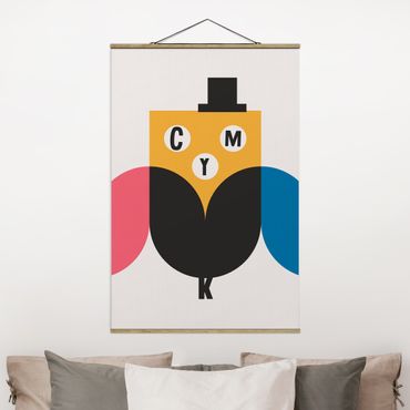 Tableau en tissu avec porte-affiche - CMYK Owl Graphic Art