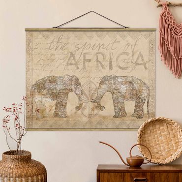 Tableau en tissu avec porte-affiche - Vintage Collage - Spirit Of Africa