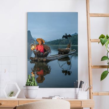 Impression sur toile - Cormorant Fisherman At Dusk