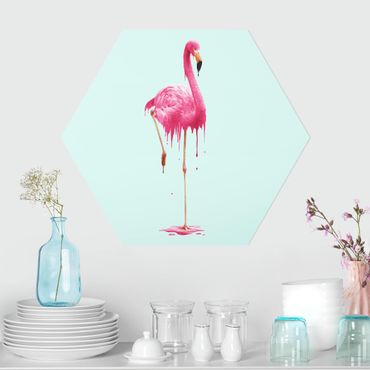 Hexagone en alu Dibond - Melting Flamingo