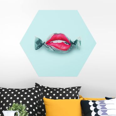Hexagone en alu Dibond - Candy With Lips