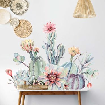 Sticker mural - Watercolour Cactus Flower Bouquet XXL
