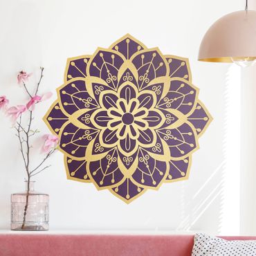 Sticker mural - Mandala Flower Pattern Gold Violet