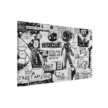 Tableau magnétique - Abstract Graffiti Art Black And White - Format paysage 3:2