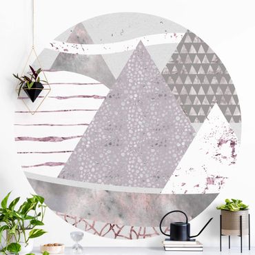 Papier peint rond autocollant - Abstract Mountain Landscape Pastel Pattern