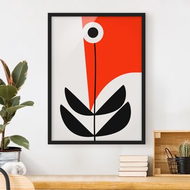 Framed poster - Abstract Shapes - Flower Red